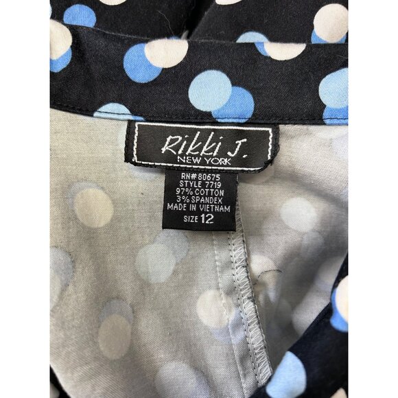 Rikki J. New York Womens Polka Dot Blouse Size 12 Cotton/Spandex - Picture 4 of 7
